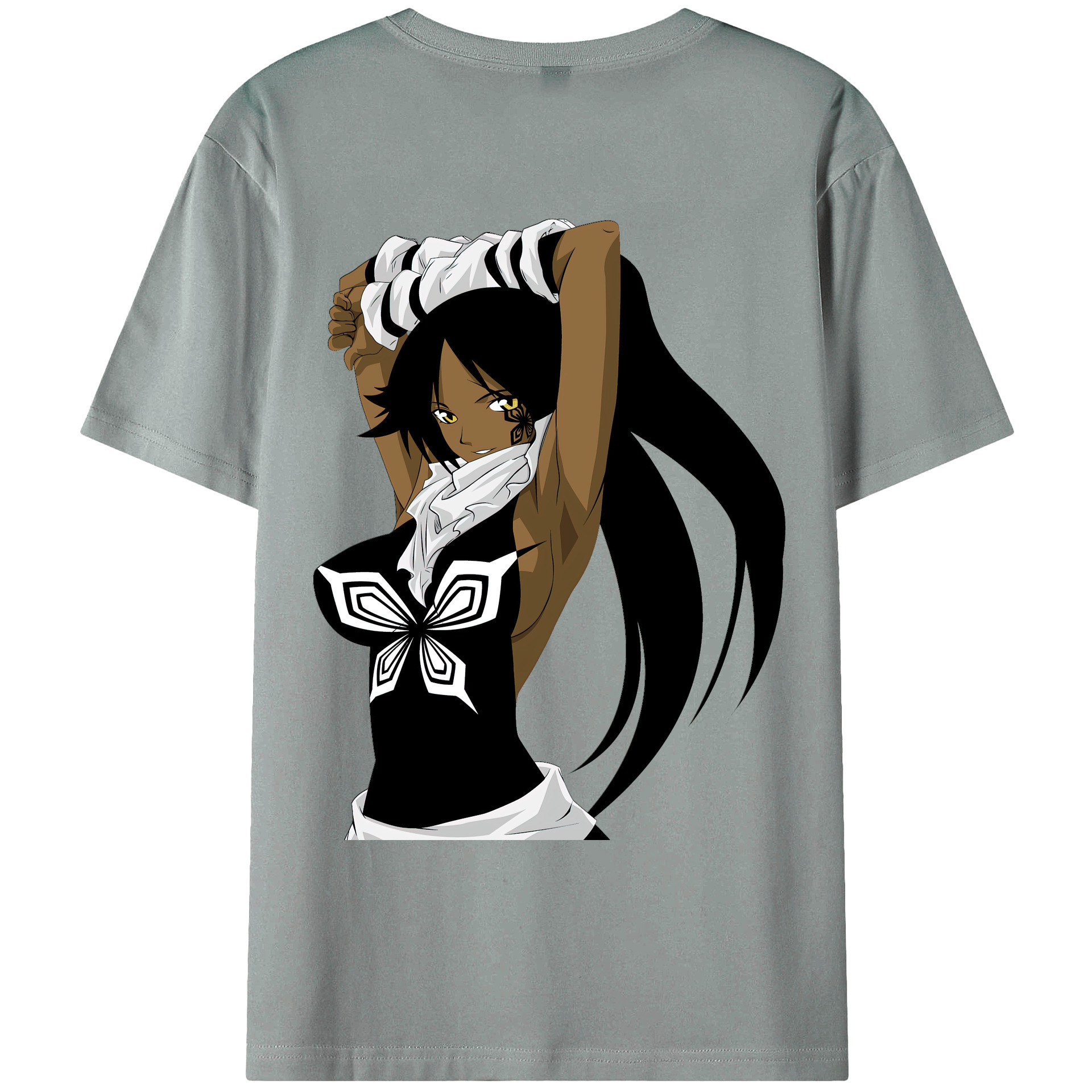 （画像用） ブリーチ 四楓院 夜一（しほういん よるいち） BLEACH Shihouin Yoruichi 綿100％ メンズ半袖Tシャツ（バックプリント） 通気性